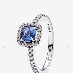 Pandora Silver Ring with Sapphire Blue Stone
